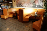 leather booth seating for intimate restaurant dining