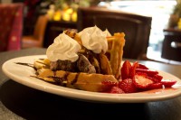 waffles and icecream choc straw whip