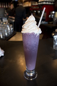 fresh fruit freezie blueberry topped with whipped cream at symposium cafe