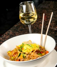 pad thai dinner & white wine