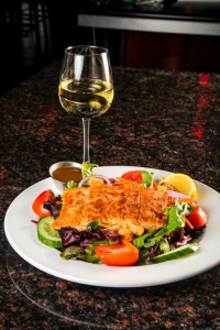 restaurant salmon salad & white wine