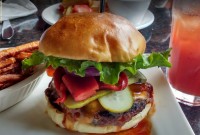 delicious burger for lunch at symposium cafe restaurant 