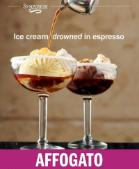 ontario restaurants dessert, affogato dessert espresso ice cream at symposium cafe near me