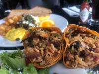 vegetarian burrito lunch and omelette at symposium oakville restaurant
