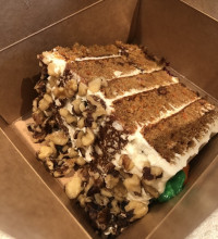 thornhill restaurant offering take out dessert, huge carrot cake at symposium cafe