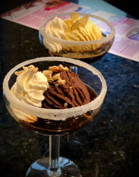 ontario restaurants dessert, affogato chocolate and vanilla ice cream topped with espresso at symposium cafe