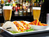 ontario restaurants lunch menu restaurant fish tacos sweet fries and beer at symposium cafe