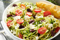 A fresh and flavorful Vegetarian Zucchini Bowl, a top-rated healthy dinner choice at Symposium Cafe Ajax near the Rossla