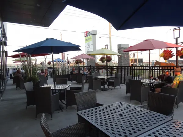 Oshawa patio restaurant with comfortable seasonal outdoor dining at RioCan Windfields.