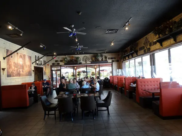 Guelph restaurant interior with warm lighting, distinctive décor and comfortable seating for family dining.
