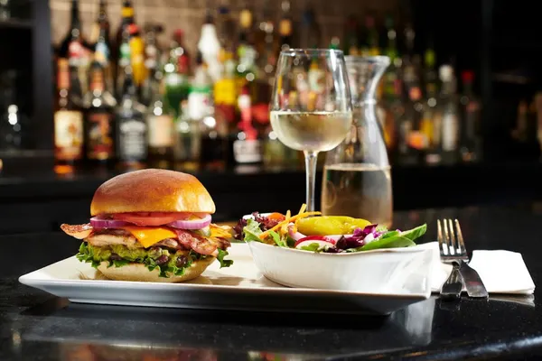 Thornhill lunch spot serving our signature California chicken sandwich with fresh salad at Symposium Cafe Restaurant