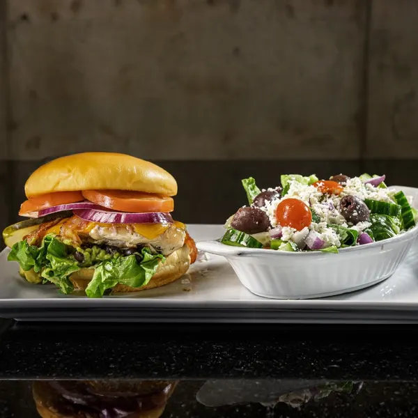 Lunch restaurant in Bolton Ontario featuring California chicken sandwich and fresh salad at Symposium Cafe