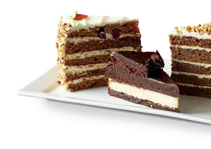 Cakes, waffles and desserts at Symposium Cafe Restaurant Alliston, a popular Alliston dessert spot