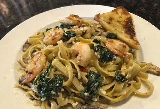 Pasta Special with shrimp at Symposium Restaurant Barrie