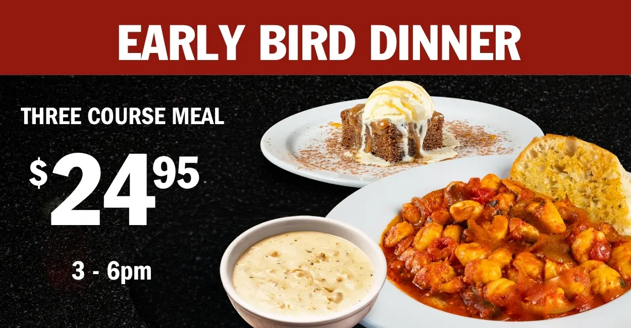 Early bird dinner at Symposium Cafe