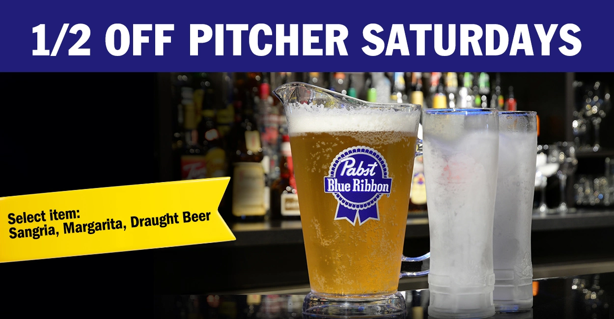 Half price Pitchers on Saturdays at Symposium Cafe