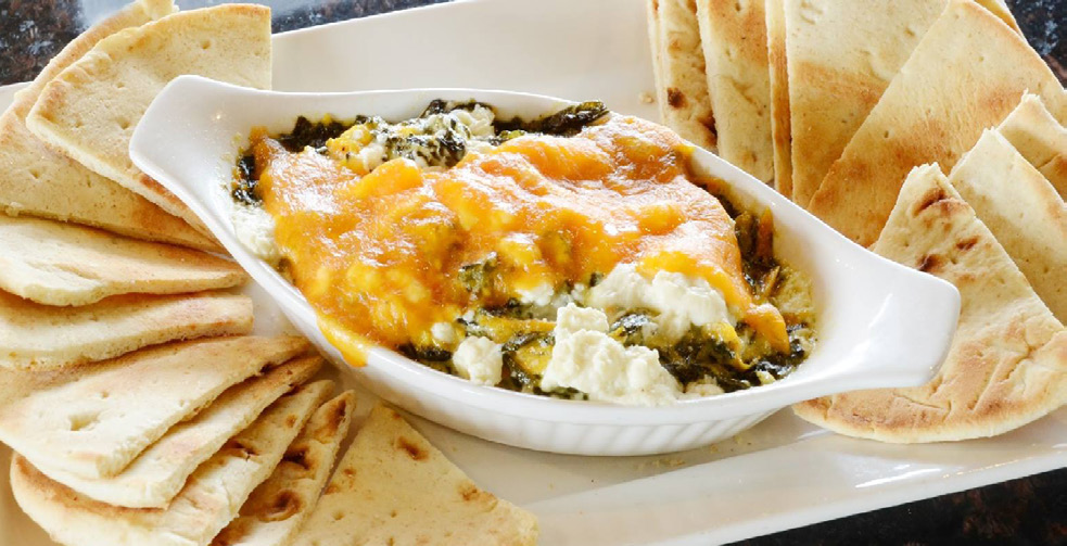 Spinach Dip Appetizer Specials Happy Hour at Symposium Cafe