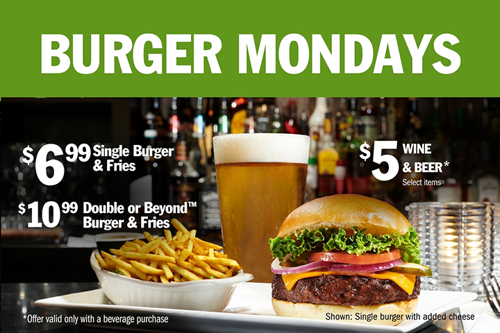 Monday - Burger Special Lunch Dinner at Symposium Cafe Ontario