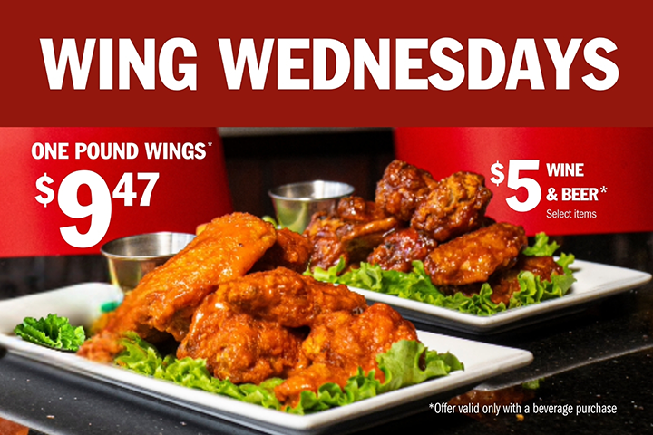 Wednesday - Wing Special Dinner at Symposium Cafe Ontario