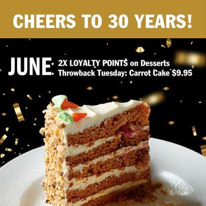 June Loyalty rewards 30 anniversary Symposium Cafe Restaurant