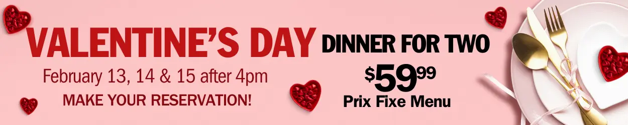 Valentines day menu at Symposium Cafe Restaurant