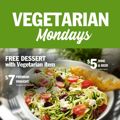 Monday Vegetarian Free Desserts at Symposium Cafe