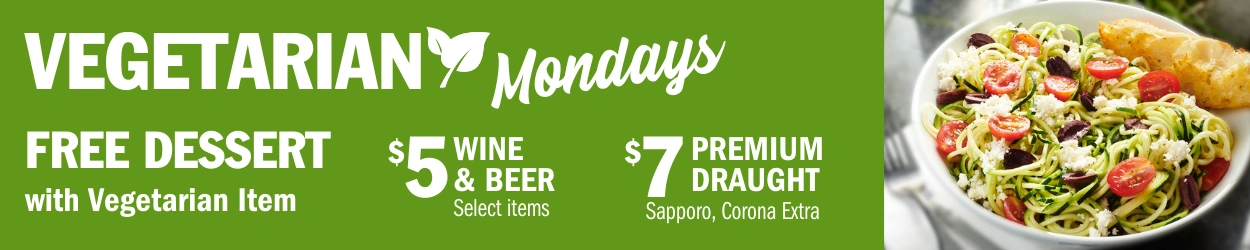 Monday Vegetarian Free Desserts at Symposium Cafe