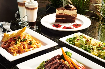 Food Restaurant near me serving Lunch, Dinner, Late Night dining and full coffee and desserts menu at all Symposium Restaurants in Ontario